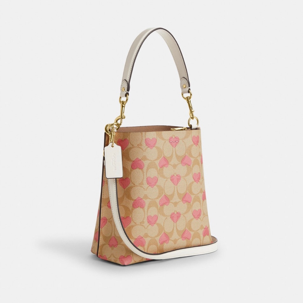 coach Mollie Bucket Bag 22 In Signature Canvas With Heart Print cp056 - Picture 7 of 10